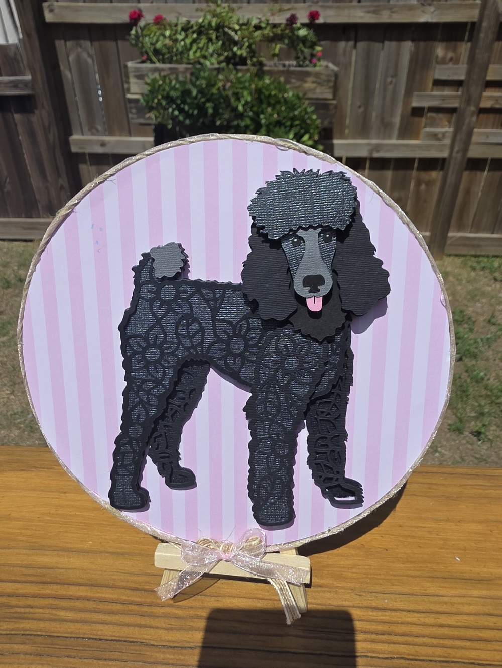 3D POODLE Wall Art on Pink Stripe Background (Includes 50% Donation)